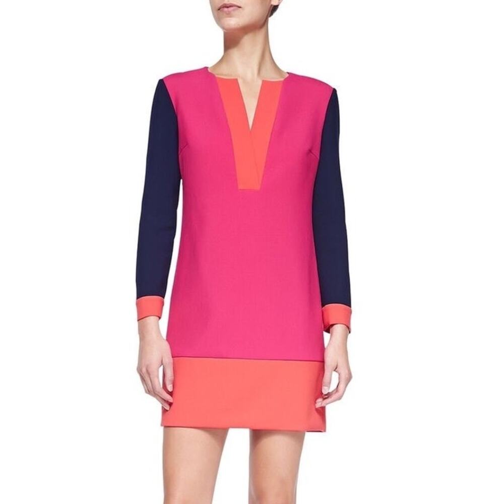 diane von furstenberg Millie Long-Sleeve Colorblock Mini Dress Party Size 8